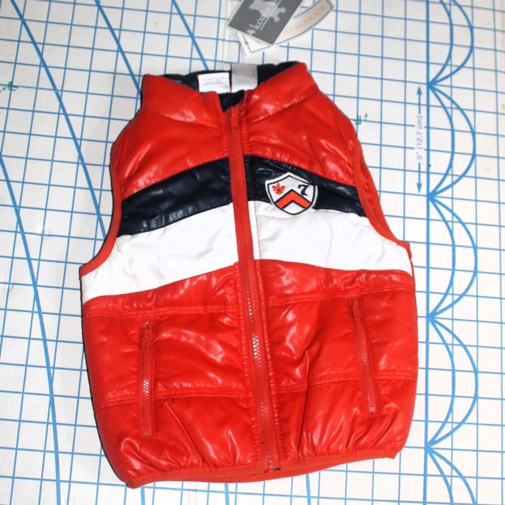 2/$10 Koala Kids Puffer Vest, Orange/White/Navy, Size 3T, NWT